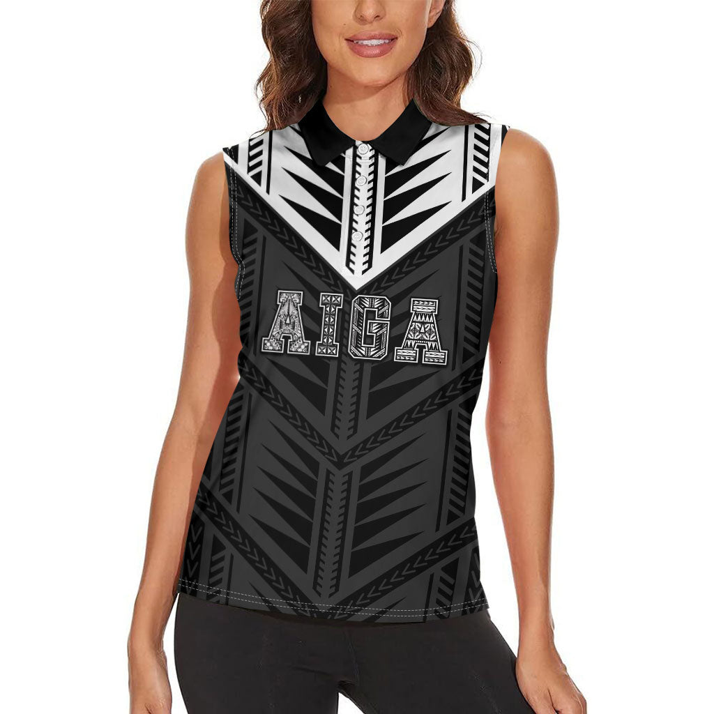 Samoa Aiga Women Sleeveless Polo Shirt Samoan Tribal Pattern LT05 - Polynesian Pride