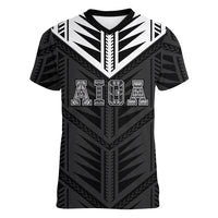 Samoa Aiga Women V-Neck T-Shirt Samoan Tribal Pattern LT05 Female Black - Polynesian Pride