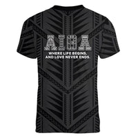 Samoa Aiga Women V-Neck T-Shirt Samoan Tribal Pattern LT05 - Polynesian Pride