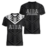 Samoa Aiga Women V-Neck T-Shirt Samoan Tribal Pattern LT05 - Polynesian Pride