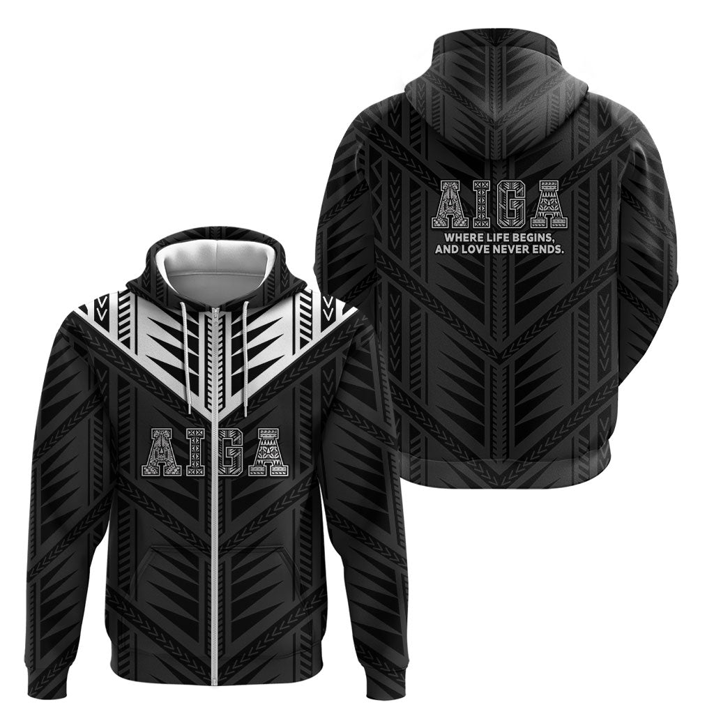 Samoa Aiga Zip Hoodie Samoan Tribal Pattern LT05 - Polynesian Pride