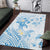 Polynesia Hammerhead Shark Area Rug Tropical Flowers Tribal Pattern Blue