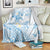 Polynesia Hammerhead Shark Blanket Tropical Flowers Tribal Pattern Blue