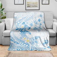 Polynesia Hammerhead Shark Blanket Tropical Flowers Tribal Pattern Blue LT05 - Polynesian Pride