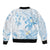 Polynesia Hammerhead Shark Bomber Jacket Tropical Flowers Tribal Pattern Blue