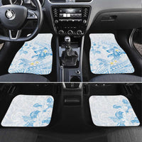 Polynesia Hammerhead Shark Car Mats Tropical Flowers Tribal Pattern Blue LT05 Set 4pcs Blue - Polynesian Pride