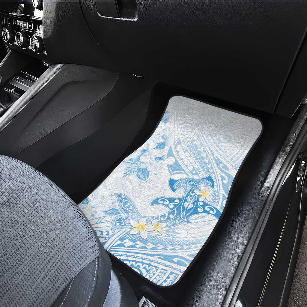 Polynesia Hammerhead Shark Car Mats Tropical Flowers Tribal Pattern Blue LT05 - Polynesian Pride