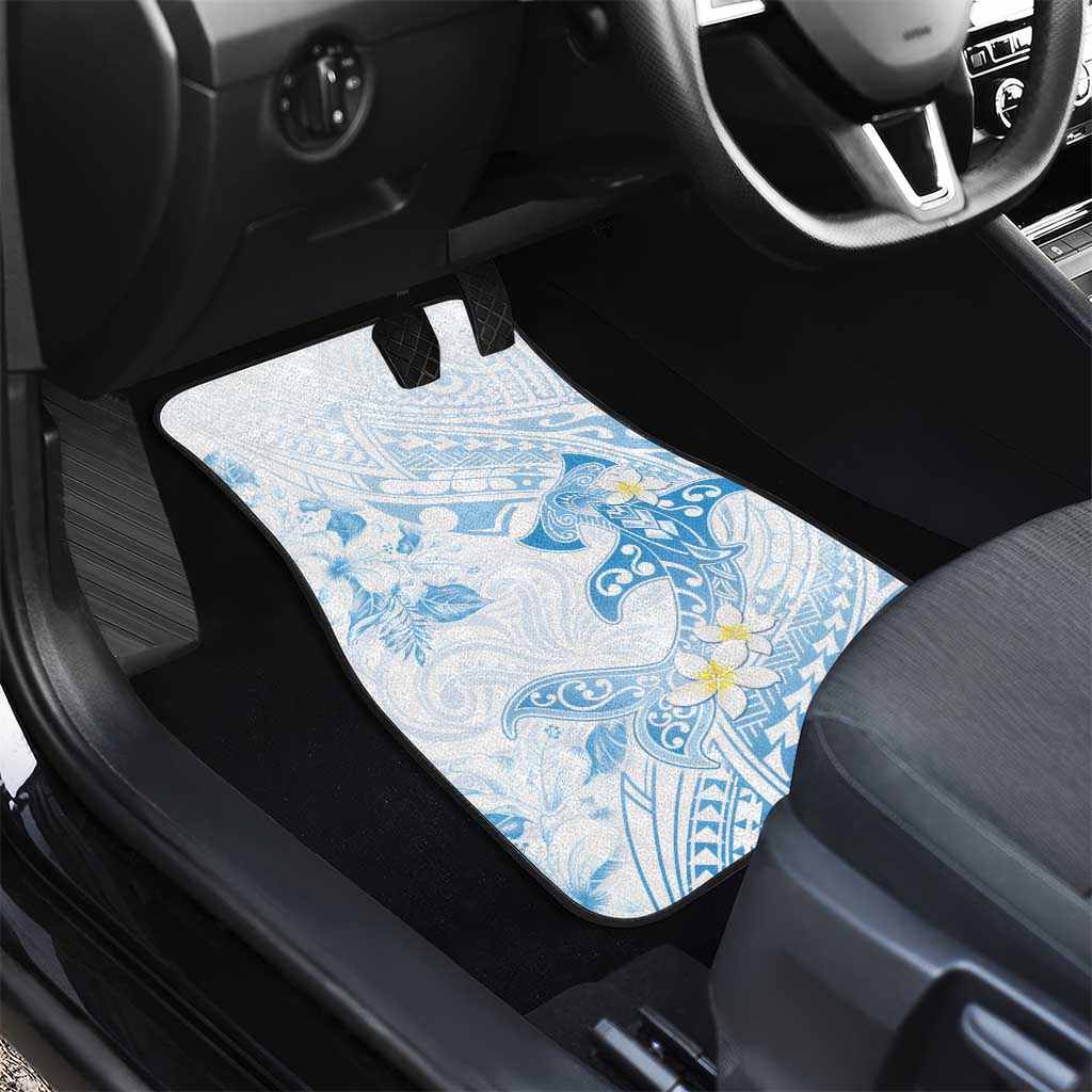 Polynesia Hammerhead Shark Car Mats Tropical Flowers Tribal Pattern Blue LT05 - Polynesian Pride