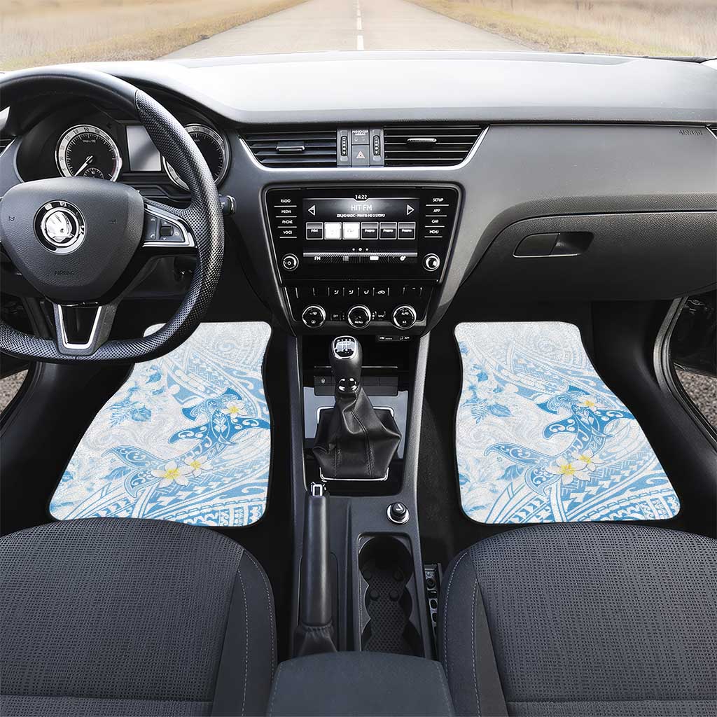 Polynesia Hammerhead Shark Car Mats Tropical Flowers Tribal Pattern Blue LT05 Set 2pcs - Front Blue - Polynesian Pride