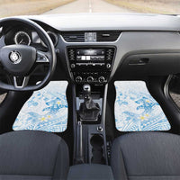 Polynesia Hammerhead Shark Car Mats Tropical Flowers Tribal Pattern Blue LT05 Set 2pcs - Front Blue - Polynesian Pride