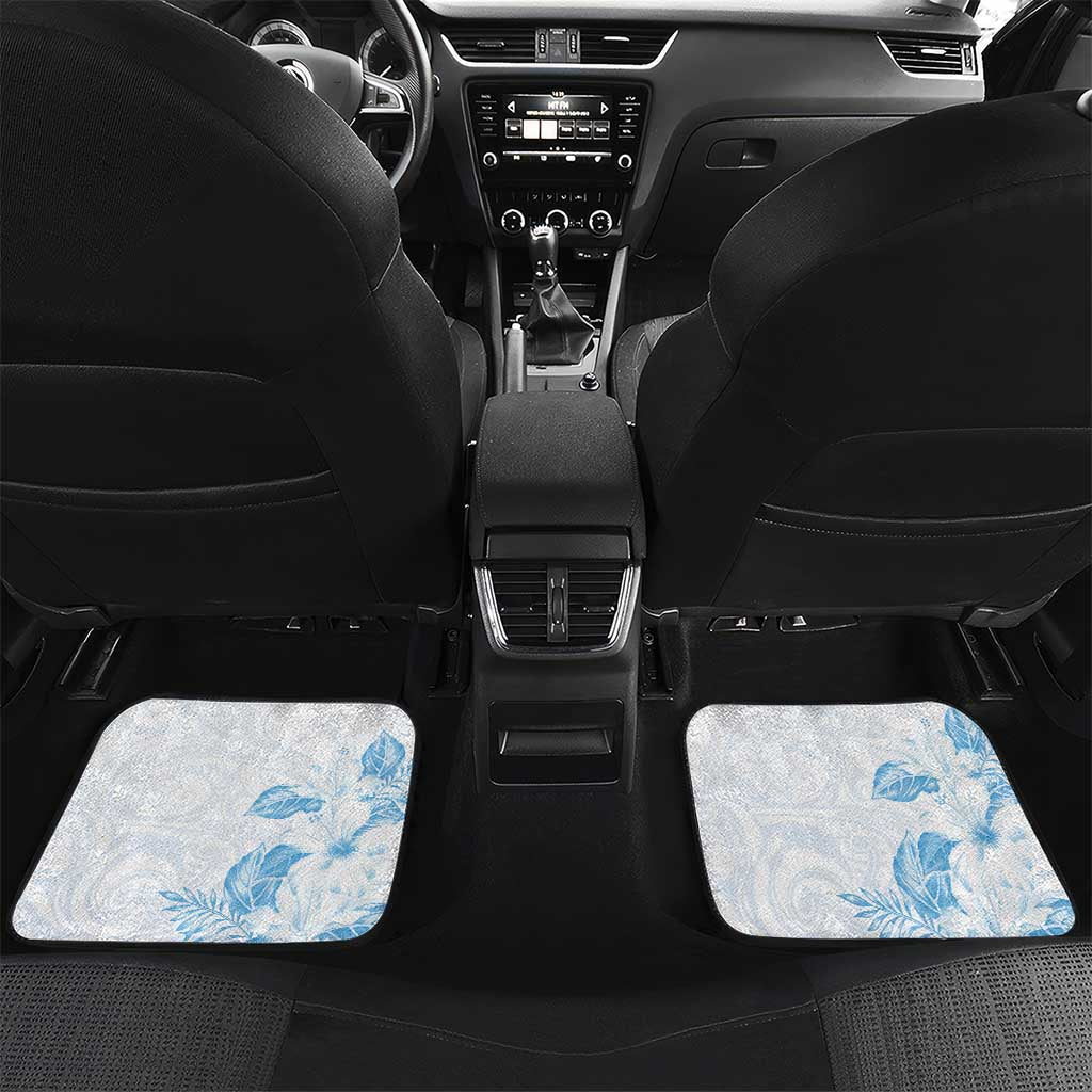Polynesia Hammerhead Shark Car Mats Tropical Flowers Tribal Pattern Blue LT05 Set 2pcs - Back Blue - Polynesian Pride