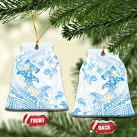 Polynesia Hammerhead Shark Ceramic Ornament Tropical Flowers Tribal Pattern Blue LT05 Bell Flake Blue - Polynesian Pride