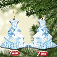 Polynesia Hammerhead Shark Ceramic Ornament Tropical Flowers Tribal Pattern Blue LT05 Christmas Tree Blue - Polynesian Pride