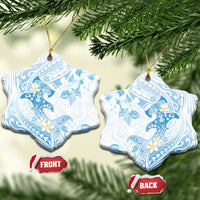 Polynesia Hammerhead Shark Ceramic Ornament Tropical Flowers Tribal Pattern Blue LT05 Snow Flake Blue - Polynesian Pride