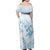 Polynesia Hammerhead Shark Family Matching Off Shoulder Maxi Dress and Hawaiian Shirt Tropical Flowers Tribal Pattern Blue