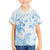 Polynesia Hammerhead Shark Family Matching Puletasi and Hawaiian Shirt Tropical Flowers Tribal Pattern Blue