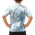 Polynesia Hammerhead Shark Family Matching Summer Maxi Dress and Hawaiian Shirt Tropical Flowers Tribal Pattern Blue