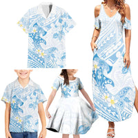 Polynesia Hammerhead Shark Family Matching Summer Maxi Dress and Hawaiian Shirt Tropical Flowers Tribal Pattern Blue LT05 - Polynesian Pride