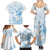 Polynesia Hammerhead Shark Family Matching Summer Maxi Dress and Hawaiian Shirt Tropical Flowers Tribal Pattern Blue