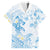 Polynesia Hammerhead Shark Family Matching Summer Maxi Dress and Hawaiian Shirt Tropical Flowers Tribal Pattern Blue