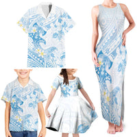 Polynesia Hammerhead Shark Family Matching Tank Maxi Dress and Hawaiian Shirt Tropical Flowers Tribal Pattern Blue LT05 - Polynesian Pride