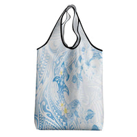 Polynesia Hammerhead Shark Grocery Bag Tropical Flowers Tribal Pattern Blue LT05 - Polynesian Pride
