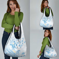 Polynesia Hammerhead Shark Grocery Bag Tropical Flowers Tribal Pattern Blue LT05 - Polynesian Pride