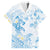 Polynesia Hammerhead Shark Hawaiian Shirt Tropical Flowers Tribal Pattern Blue