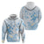 Polynesia Hammerhead Shark Hoodie Tropical Flowers Tribal Pattern Blue