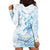 Polynesia Hammerhead Shark Hoodie Dress Tropical Flowers Tribal Pattern Blue