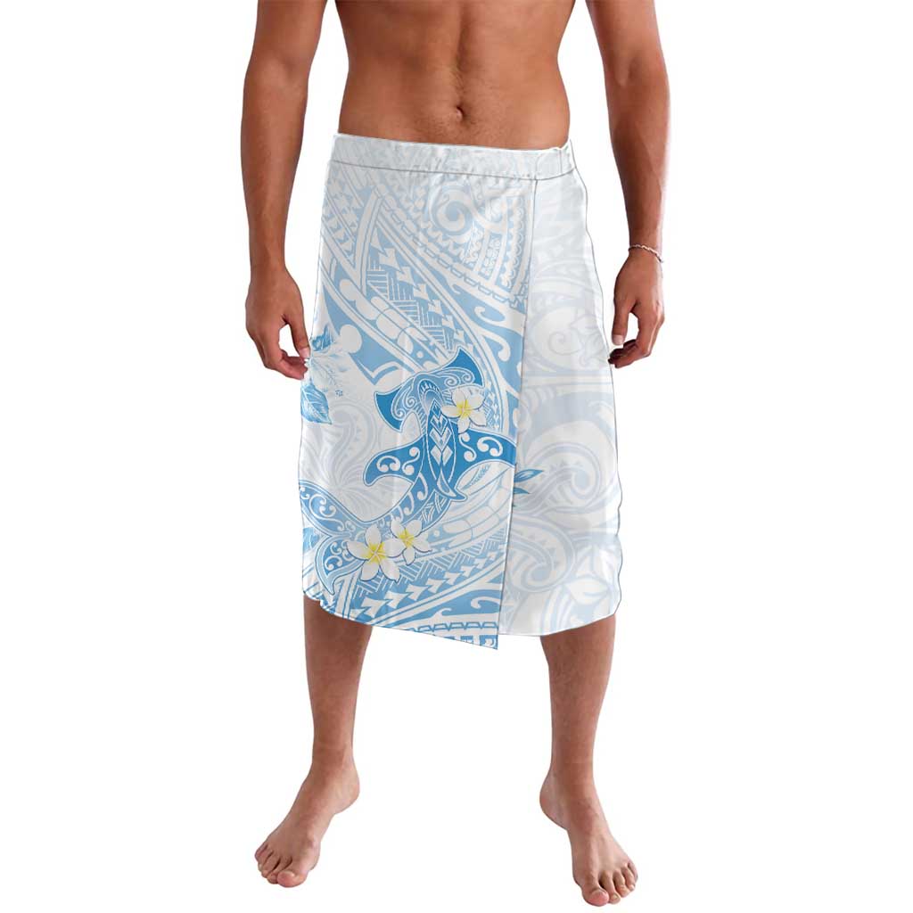 Polynesia Hammerhead Shark Lavalava Tropical Flowers Tribal Pattern Blue