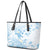 Polynesia Hammerhead Shark Leather Tote Bag Tropical Flowers Tribal Pattern Blue