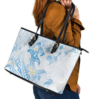 Polynesia Hammerhead Shark Leather Tote Bag Tropical Flowers Tribal Pattern Blue LT05 - Polynesian Pride