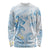 Polynesia Hammerhead Shark Long Sleeve Shirt Tropical Flowers Tribal Pattern Blue