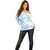 Polynesia Hammerhead Shark Off Shoulder Sweater Tropical Flowers Tribal Pattern Blue