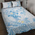 Polynesia Hammerhead Shark Quilt Bed Set Tropical Flowers Tribal Pattern Blue