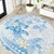 Polynesia Hammerhead Shark Round Carpet Tropical Flowers Tribal Pattern Blue