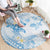 Polynesia Hammerhead Shark Round Carpet Tropical Flowers Tribal Pattern Blue