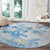 Polynesia Hammerhead Shark Round Carpet Tropical Flowers Tribal Pattern Blue