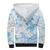 Polynesia Hammerhead Shark Sherpa Hoodie Tropical Flowers Tribal Pattern Blue