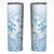 Polynesia Hammerhead Shark Skinny Tumbler Tropical Flowers Tribal Pattern Blue