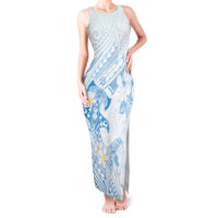 Polynesia Hammerhead Shark Tank Maxi Dress Tropical Flowers Tribal Pattern Blue LT05 Women Blue - Polynesian Pride