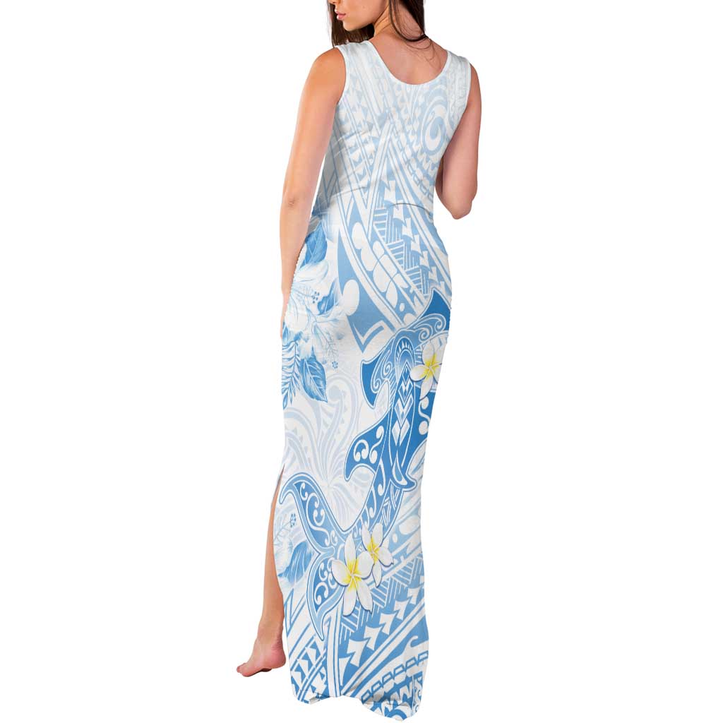 Polynesia Hammerhead Shark Tank Maxi Dress Tropical Flowers Tribal Pattern Blue LT05 - Polynesian Pride