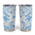 Polynesia Hammerhead Shark Tumbler Cup Tropical Flowers Tribal Pattern Blue