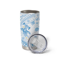 Polynesia Hammerhead Shark Tumbler Cup Tropical Flowers Tribal Pattern Blue LT05 - Polynesian Pride
