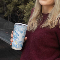 Polynesia Hammerhead Shark Tumbler Cup Tropical Flowers Tribal Pattern Blue LT05 - Polynesian Pride