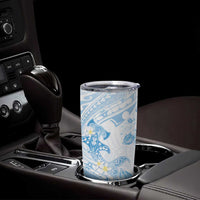 Polynesia Hammerhead Shark Tumbler Cup Tropical Flowers Tribal Pattern Blue LT05 - Polynesian Pride