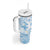 Polynesia Hammerhead Shark Tumbler With Handle Tropical Flowers Tribal Pattern Blue