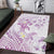 Polynesia Hammerhead Shark Area Rug Tropical Flowers Tribal Pattern Lavender