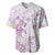 Polynesia Hammerhead Shark Baseball Jersey Tropical Flowers Tribal Pattern Lavender